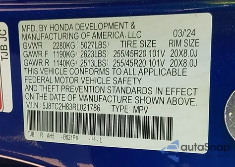 2024 Acura Rdx A-Spec Advance Package from USA, damaged, VIN 5J8TC2H83RL021786